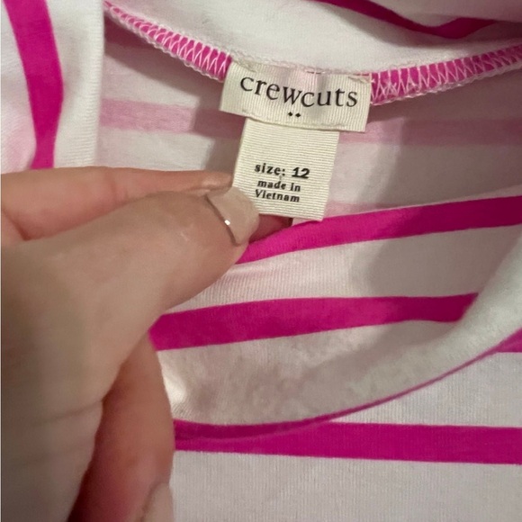 J. Crew Crewcuts Girls Pink/White Long-sleeve Turtleneck Dress Size 12 EUC - Picture 2 of 2